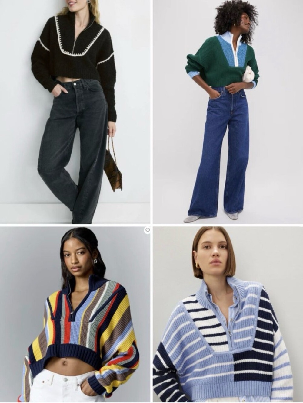 STAUD Bungalow Stripe Cropped Hampton Sweater